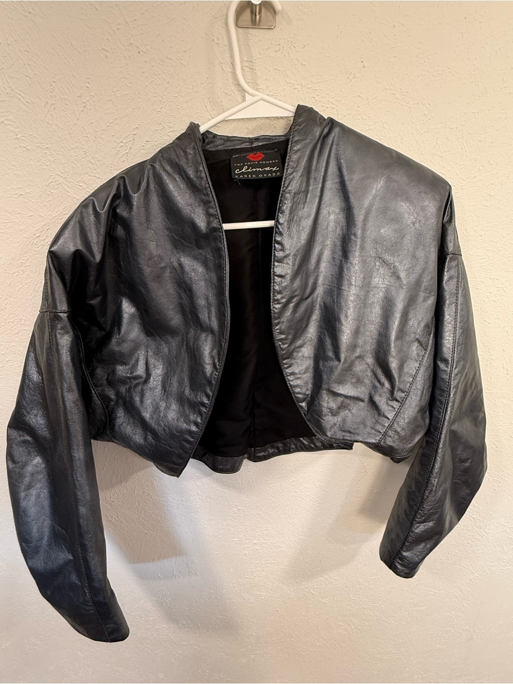 Vintage 80s Climax Karen Okada David Howard Black Leather Bolero Jacket